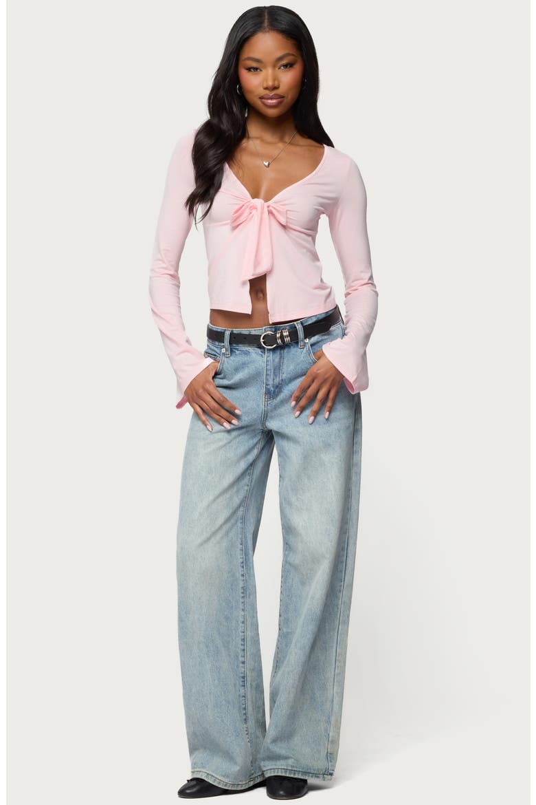 Scarlette Tie Front Top, Alternate, color, LIGHT-PINK
