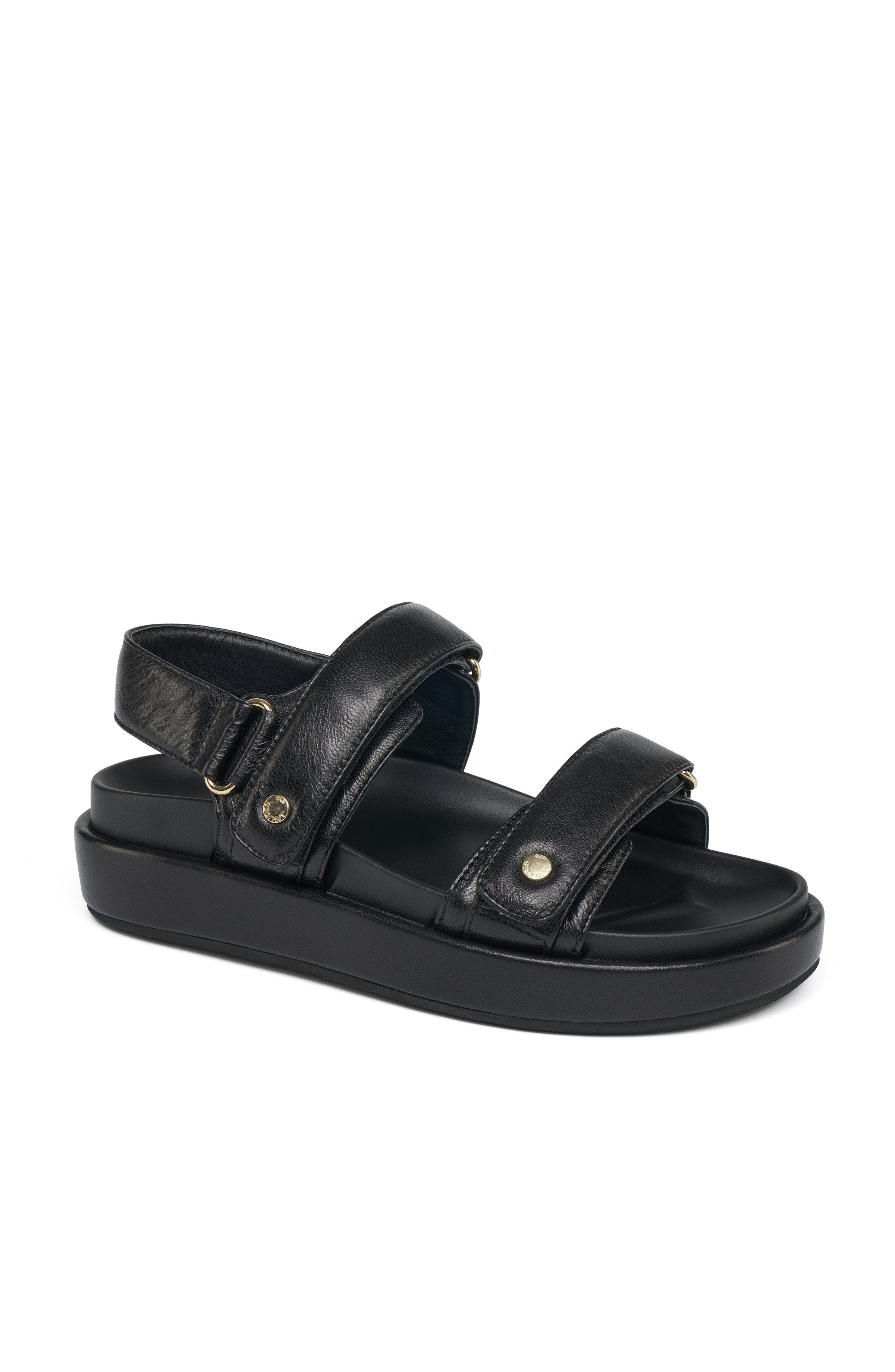 JSlides Footwear Bay Leather Slingback Sandal, Main, color, Black