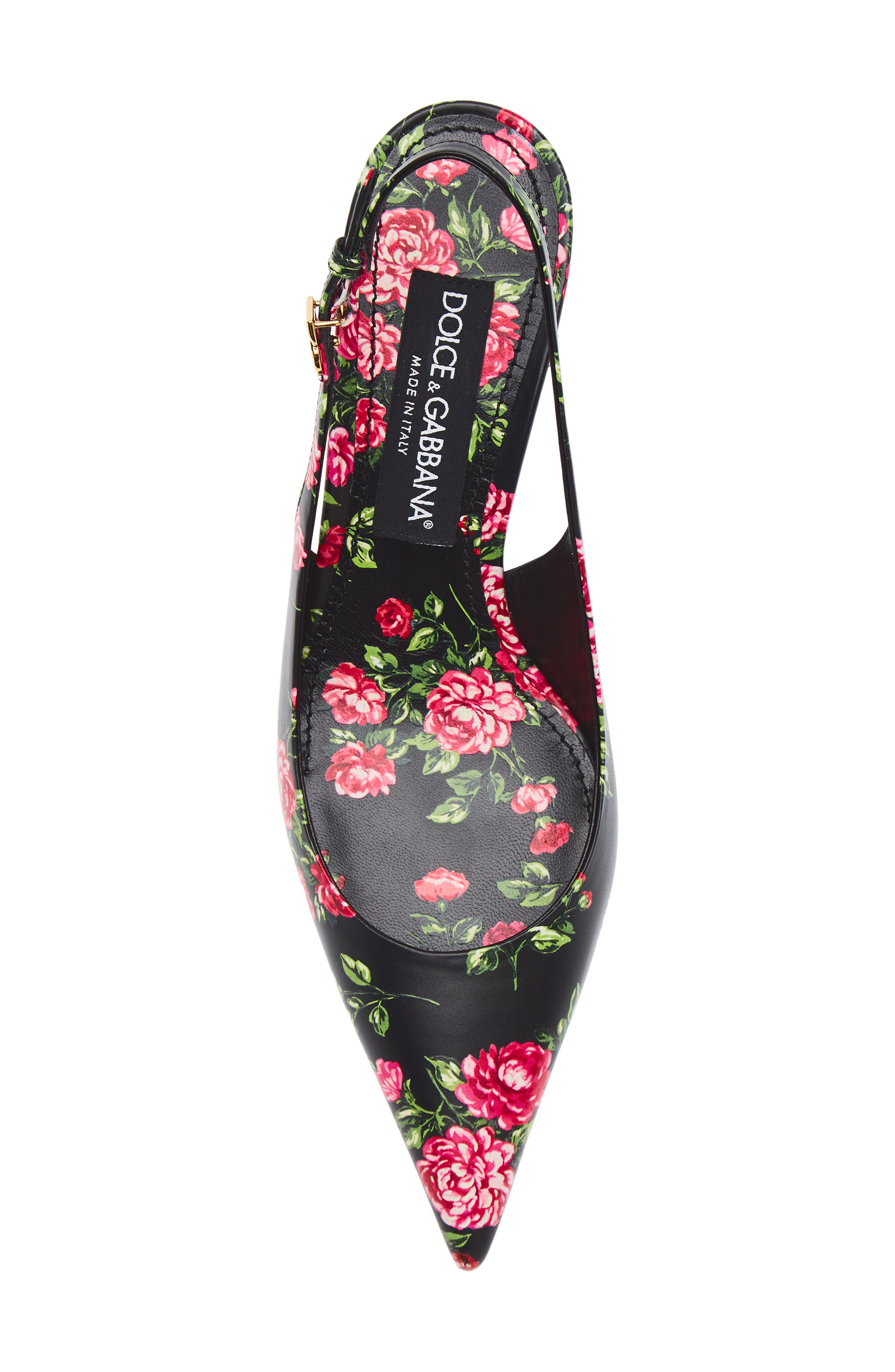 Dolce&Gabbana Lollo Rose Print Kitten Heel Slingback Pump, Alternate, color, Mazzolini Rose F.ner