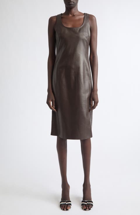 Plongé Lambskin Leather Midi Dress