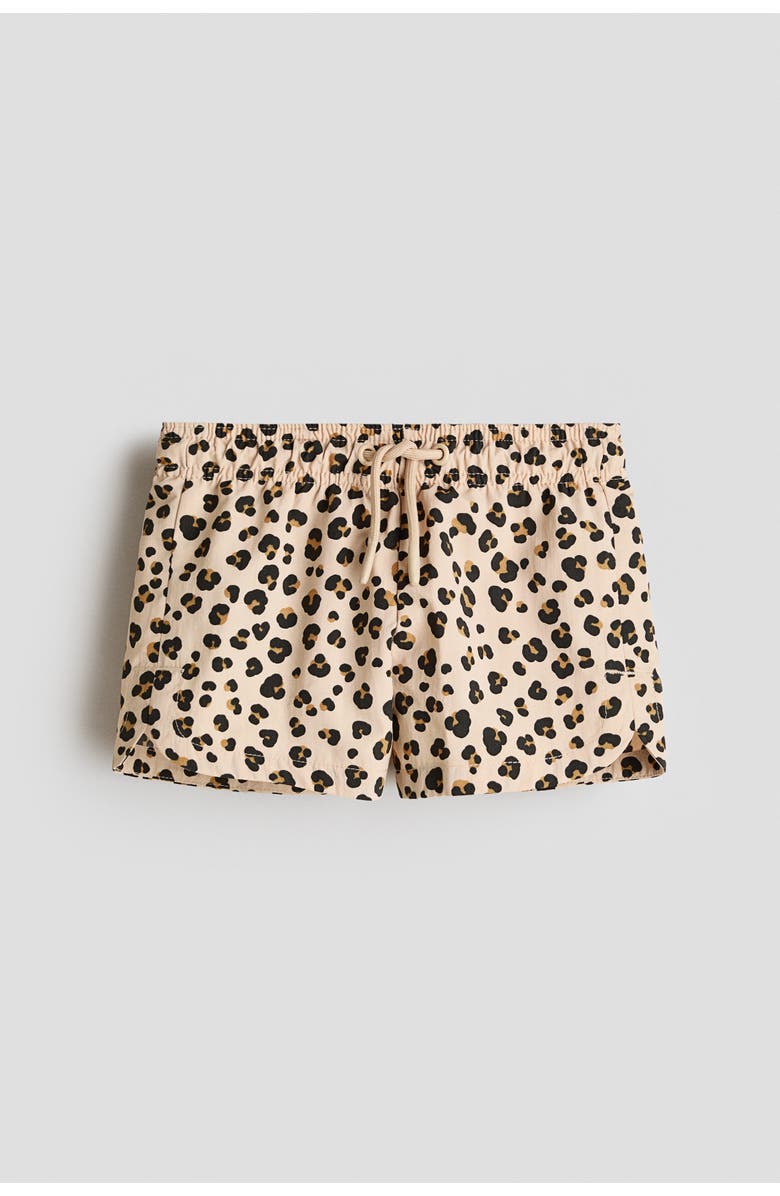 H&M Patterned Swim Shorts, Main, color, Light Beige/Leopard Print