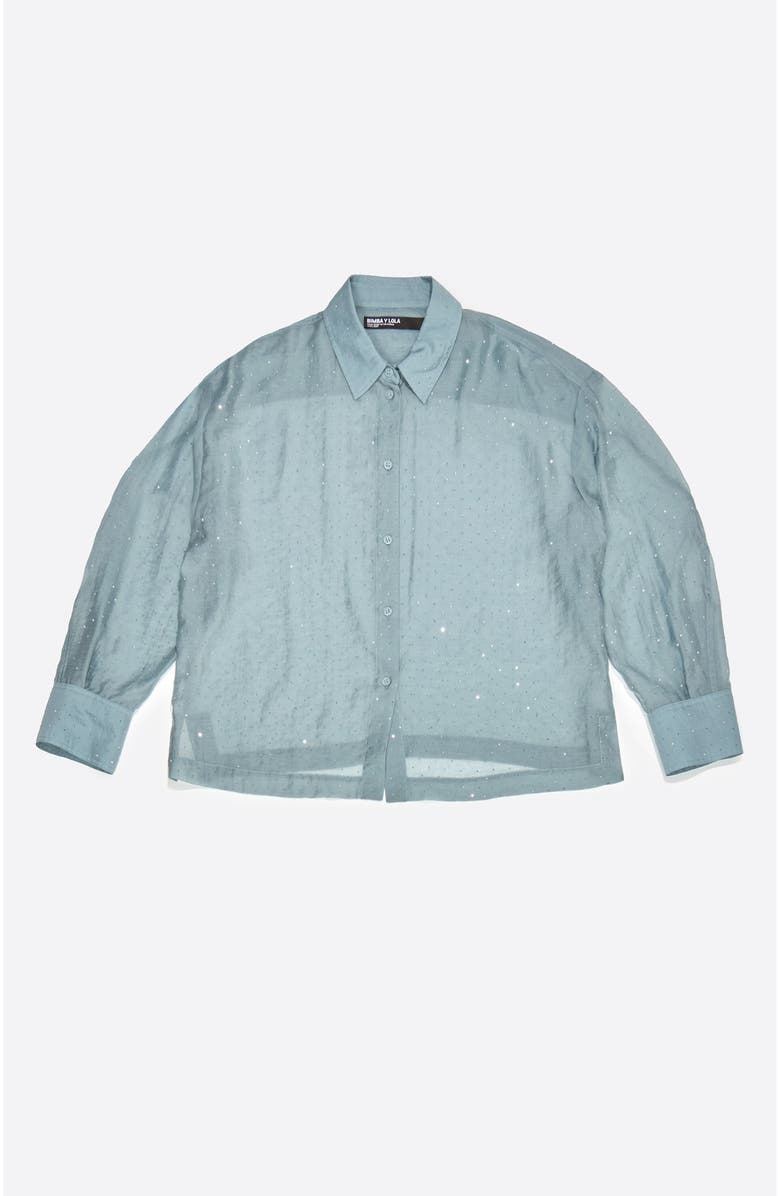 Bimba y Lola Mini Rhinestones Boxy Shirt, Alternate, color, Light Blue