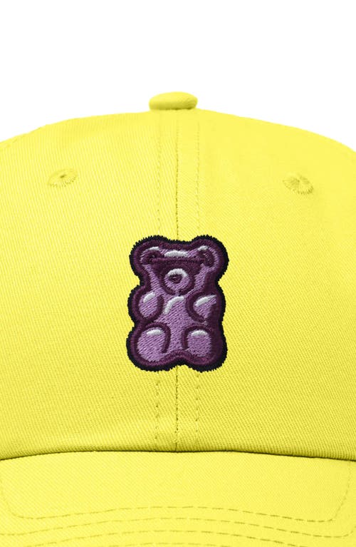Dalix Purple Gummy Embroidered Cap In Yellow
