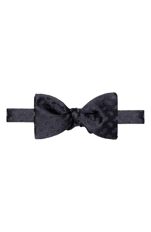 Eton Paisley Silk Blend Jacquard Bow Tie in Dark Blue 