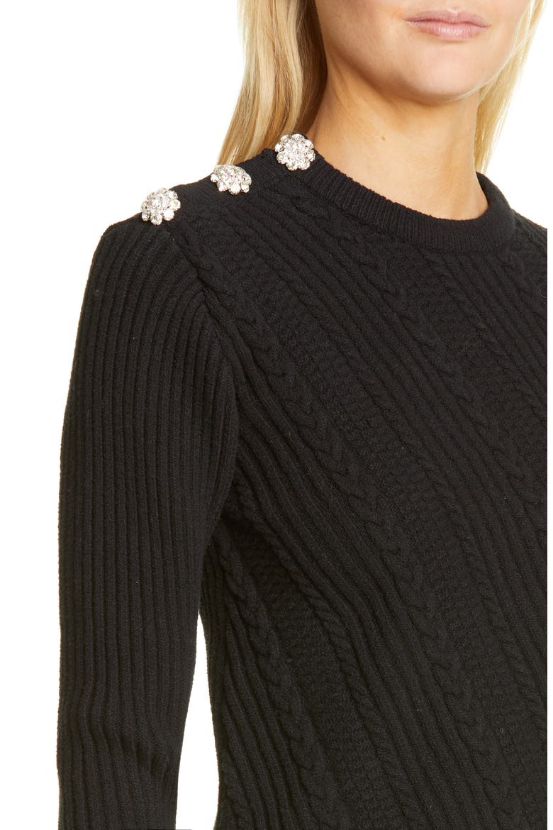 Cotton Blend Sweater, Alternate, color, BLACK