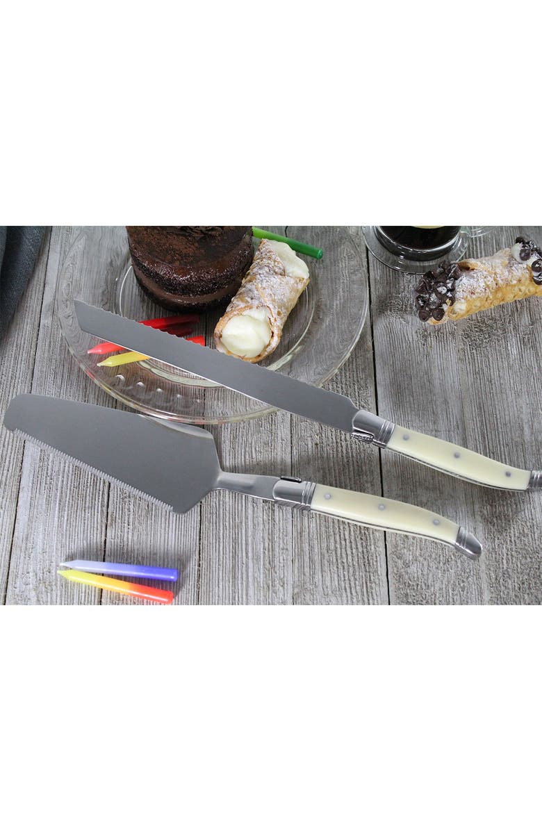 FRENCH HOME 2 Piece Laguiole Conoisseur Cake slicer and server set Faux Ivory, Alternate, color, Ivory