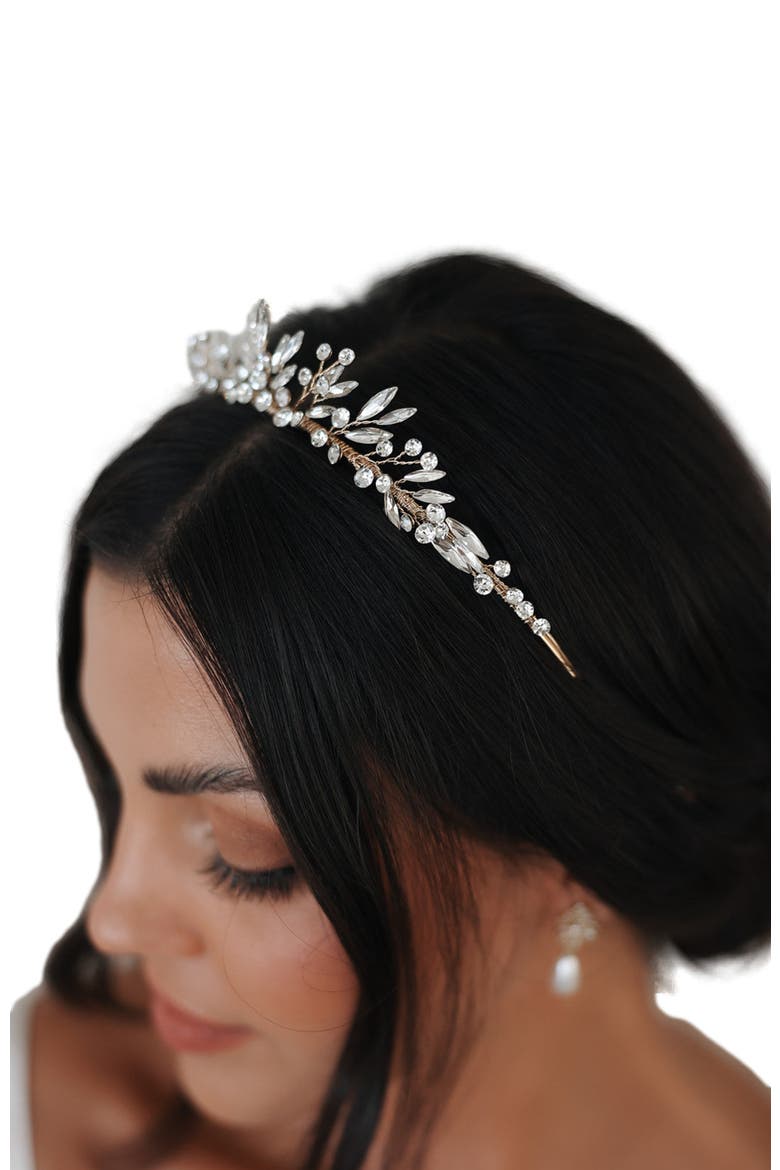 Rosamonde Crystal Tiara, Alternate, color, Gold