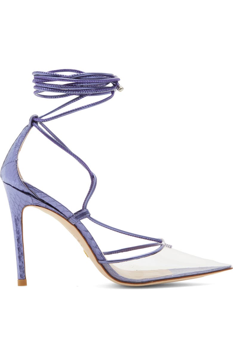 Stuart Weitzman Stuart Ankle Wrap Pump, Alternate, color, Amatista/ Clear