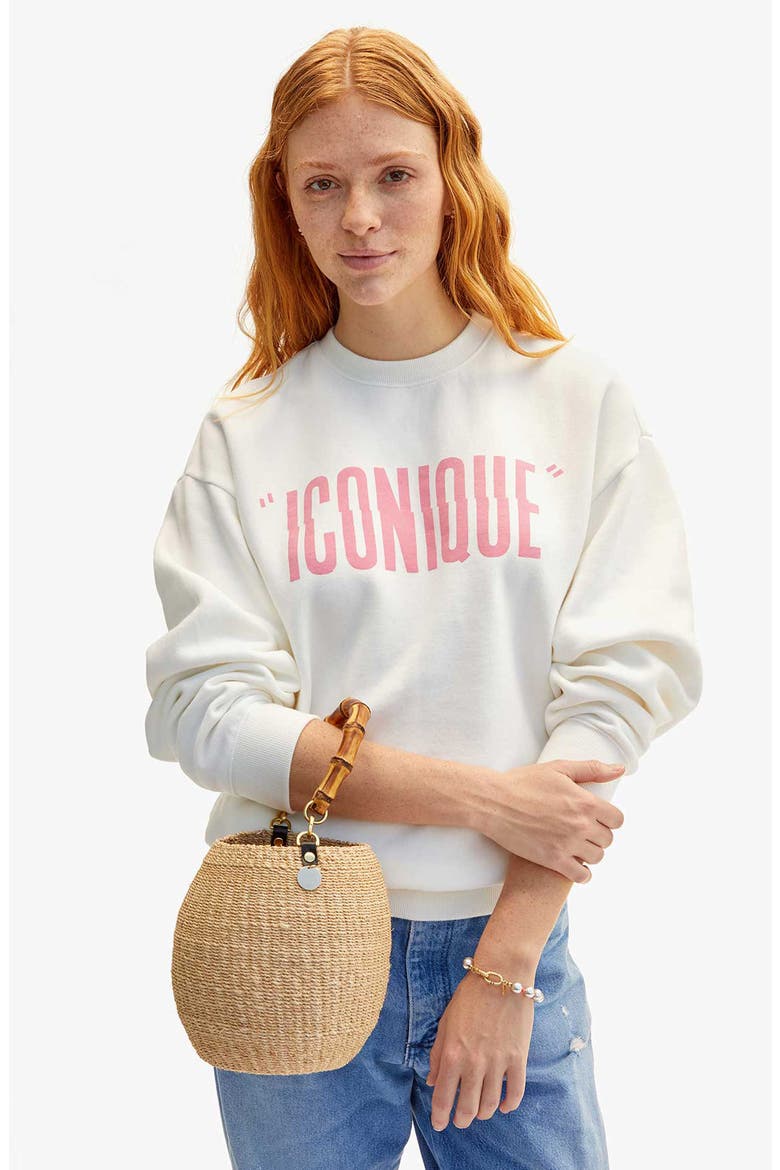 Iconique Oversize Graphic Sweatshirt, Alternate, color, OYSTER WHITE