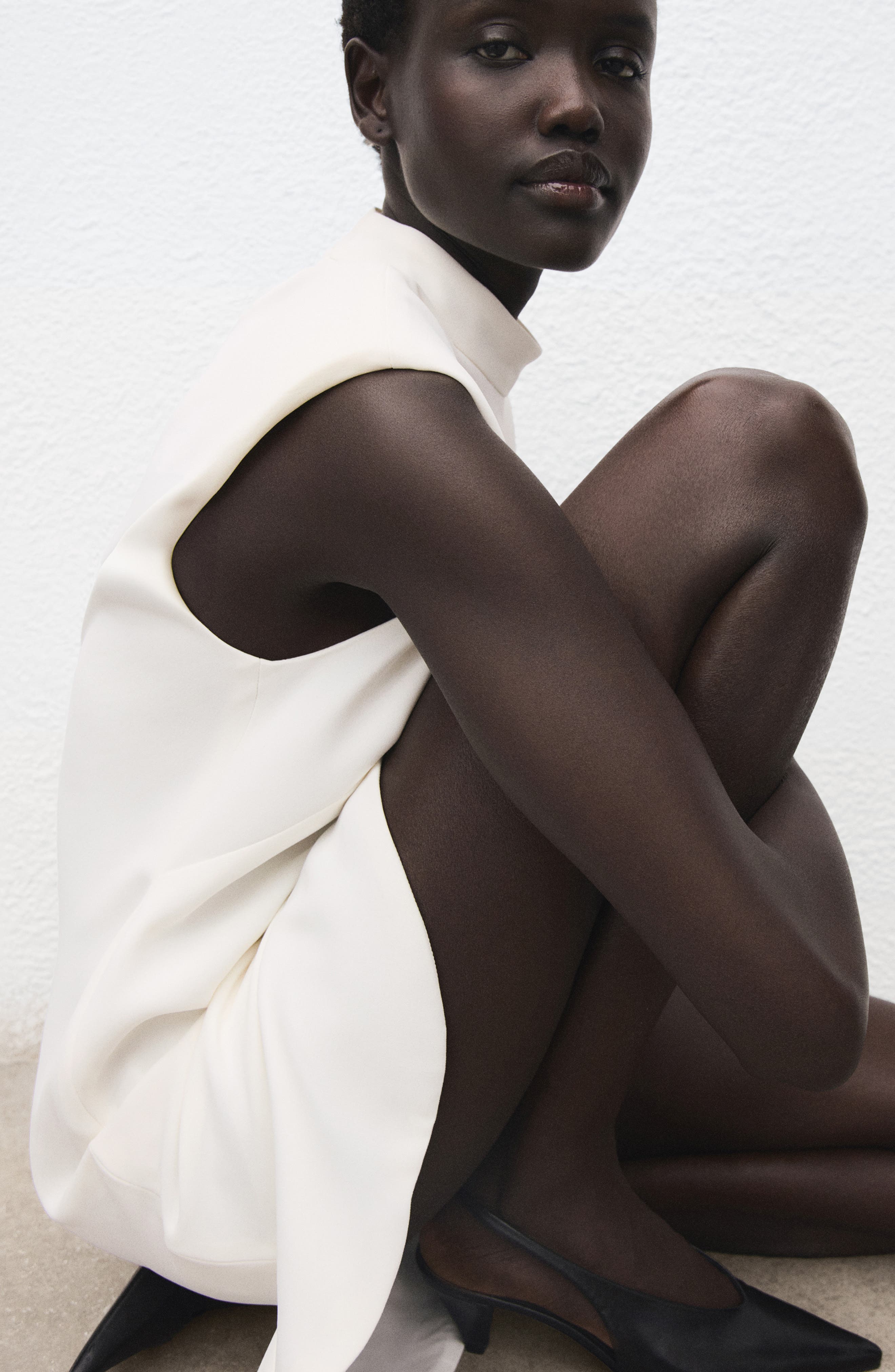 Sleeveless Mock Neck Ruffle Hem Dress - image 2