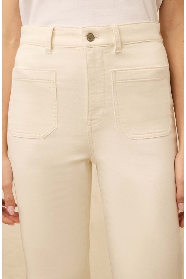 Patch Pocket High Waist Ankle Wide Leg Stretch Terry Pants, Alternate, color, EGRET