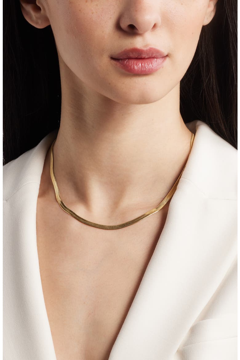 Herringbone Chain Necklace, Alternate, color, GOLD