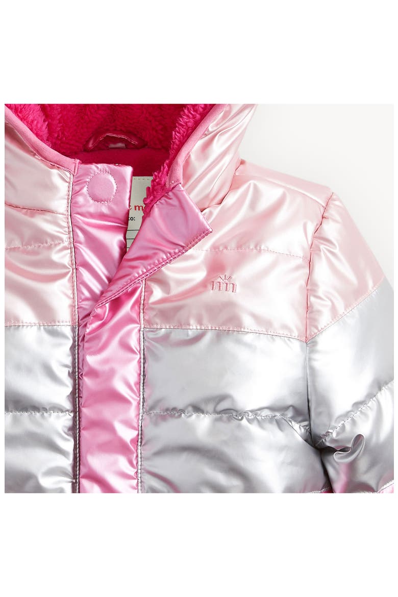 Kids' Colorblock Metallic Faux Leather Puffer Jacket, Alternate, color, PINK