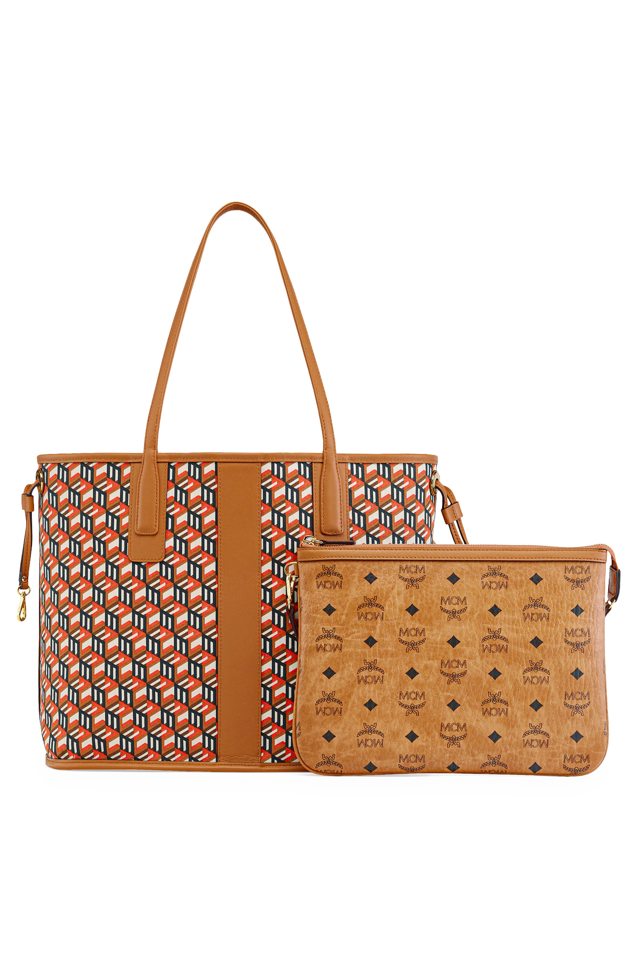 MCM Medium Liz Reversible Shopper, Alternate, color, Cognac