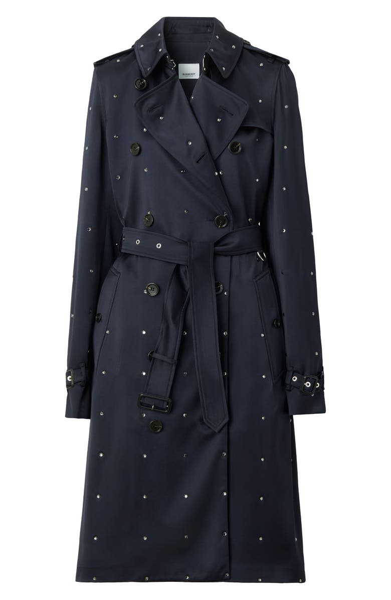Burberry Kensington Crystal Studded Trench Coat, Alternate, color, 