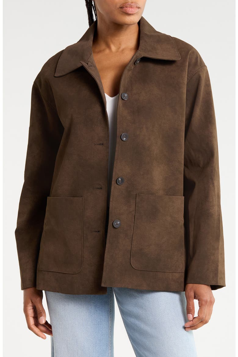 Faux Suede Jacket, Main, color, UMBER