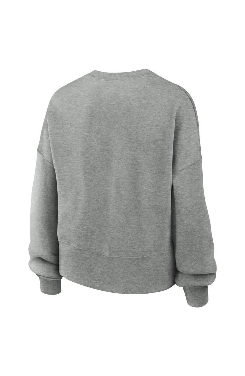 Nike Women's Nike Heather Gray Michigan Wolverines Legacy Fleece Classic Arch Oversized Cropped Tackle Twill Sweatshirt, Alternate, color, Heather Gray