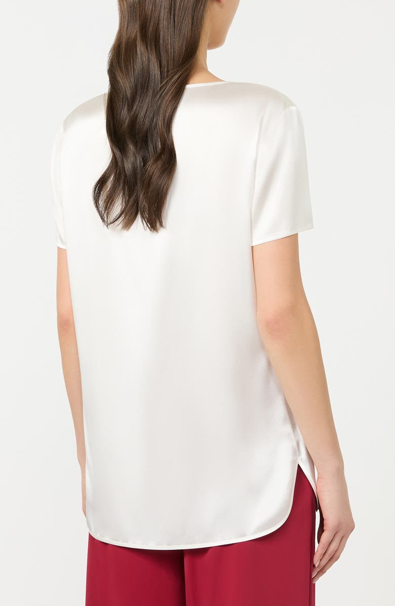 MM by Max Mara Cortana Stretch Silk Top, Alternate, color, White