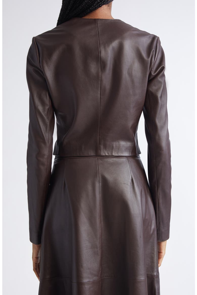 Clarissa Napa Leather Crop Jacket, Alternate, color, MAHOGANY