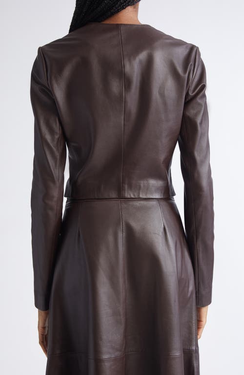 St John St. John Clarissa Napa Leather Crop Jacket In Brown