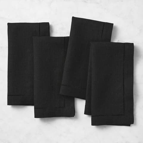 Linen Dinner Napkins Set of 4, 20" x 20", Birch Hemstitch