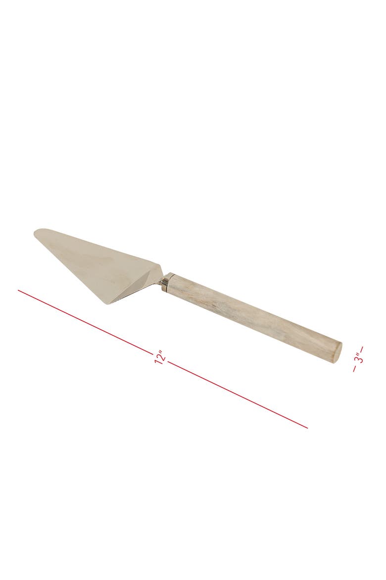Whitewash Wood Handle Metal Serving Utensil, Alternate, color, Brown