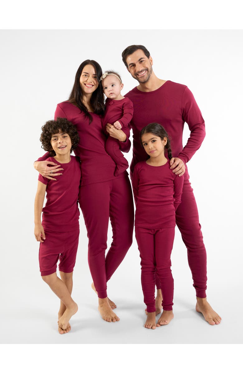 Leveret Kids Two-Piece Solid Cotton Matching Family Pajamas, Alternate, color, Maroon