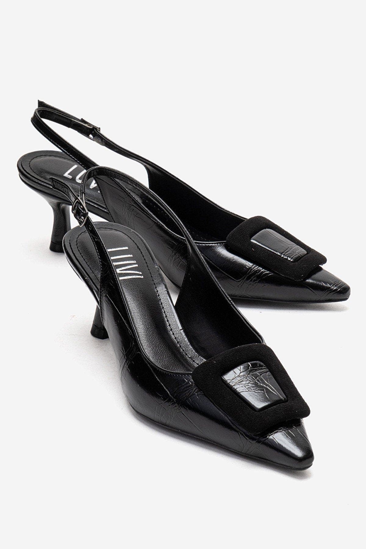 Prologue Shoes Dublin Buckle Stiletto Pump, Main, color, Black Print