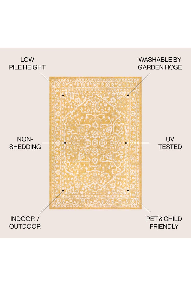 Malta Bohemian Medallion Textured Weave Indoor/Outdoor Area Rug, Alternate, color, Yellow/Cream