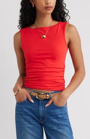 Open Edit Boat Neck Sleeveless Top