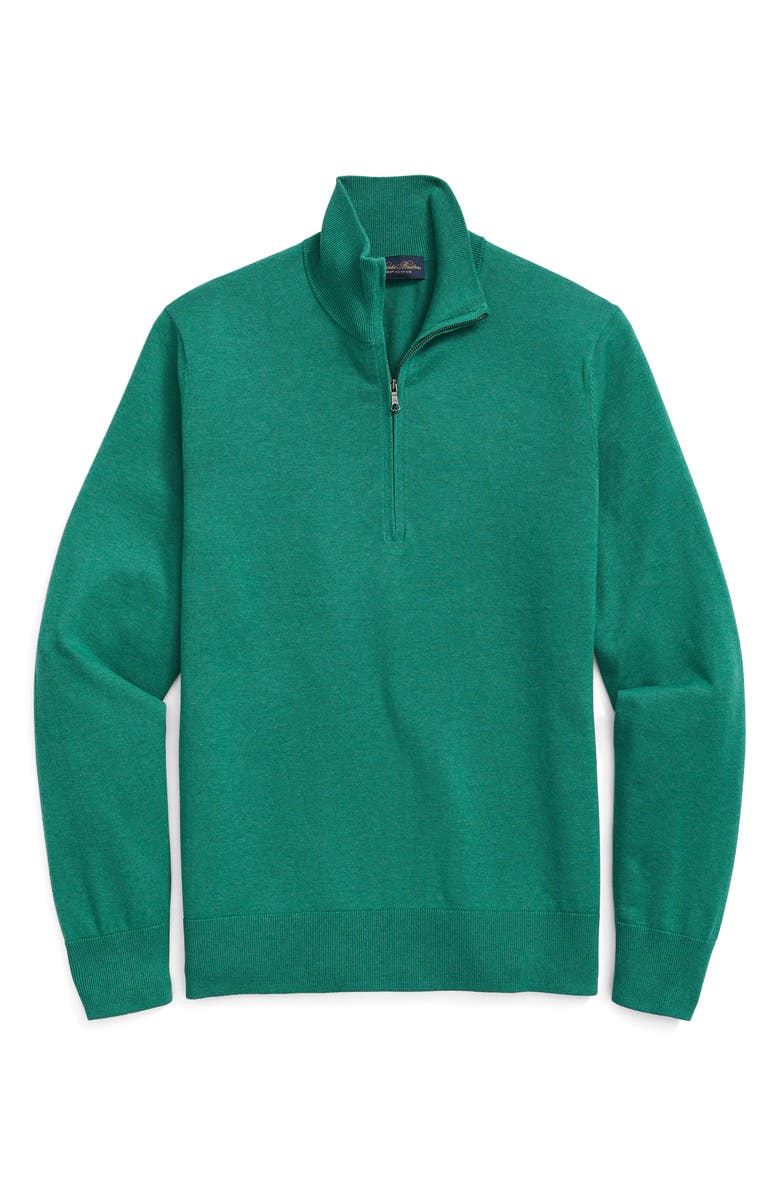 Brooks Brothers Half Zip Supima<sup>®</sup> Cotton Sweater, Main, color, Green Heather