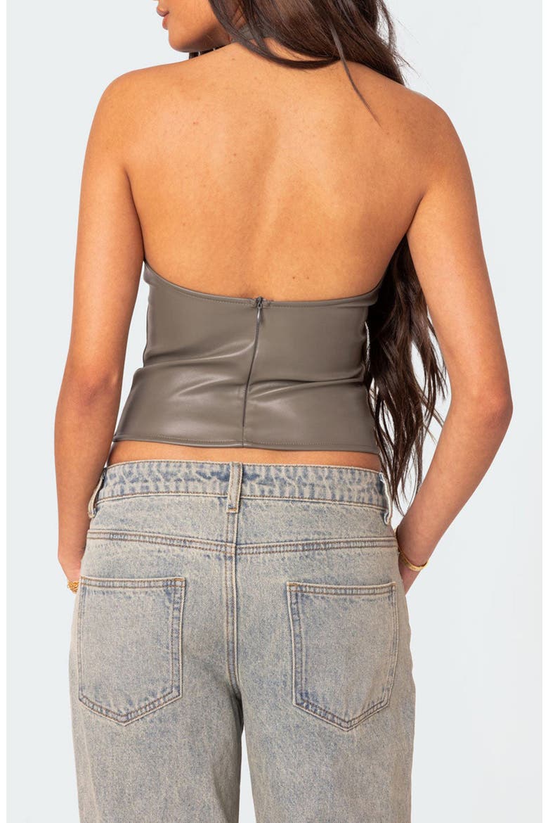 Sienna Faux Leather Halter Top, Alternate, color, GRAY
