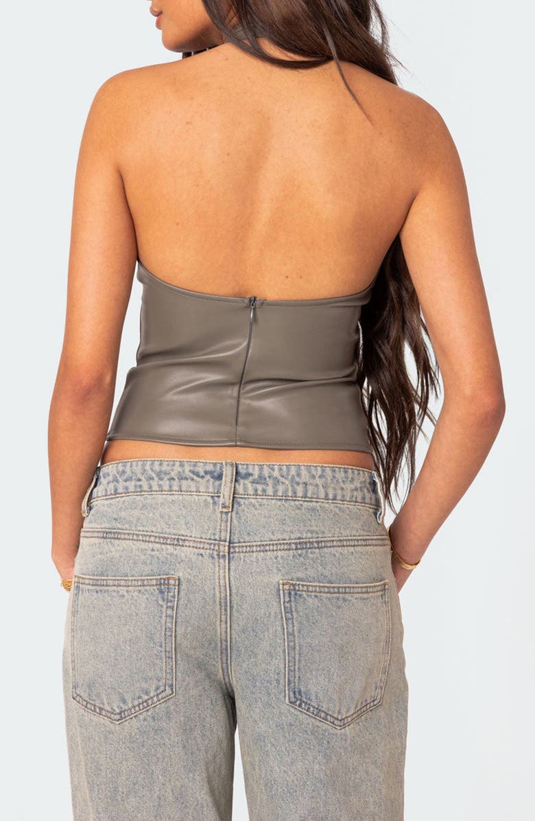 EDIKTED Sienna Faux Leather Halter Top, Alternate, color,