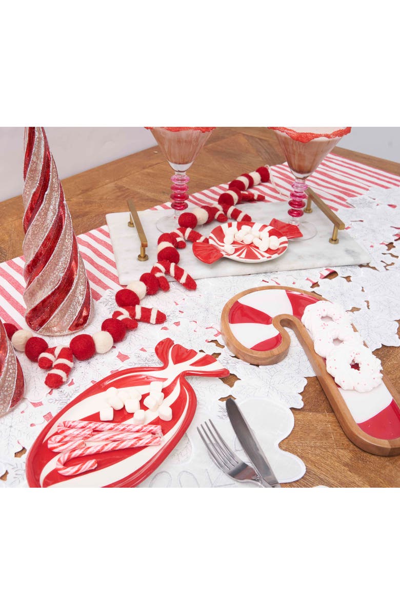 C&F Home Candy Cane Stripe Handwoven 100% Cotton Christmas Dishtowel, Alternate, color, Red