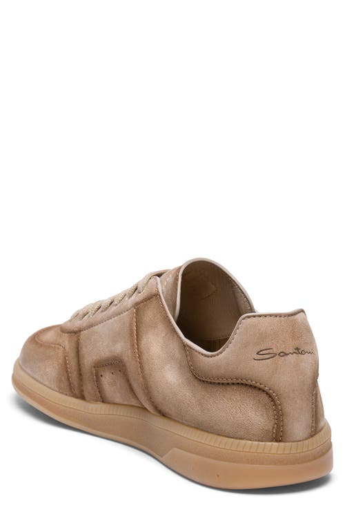 Santoni Soft Leather Sneakers For Casual Style In Sand