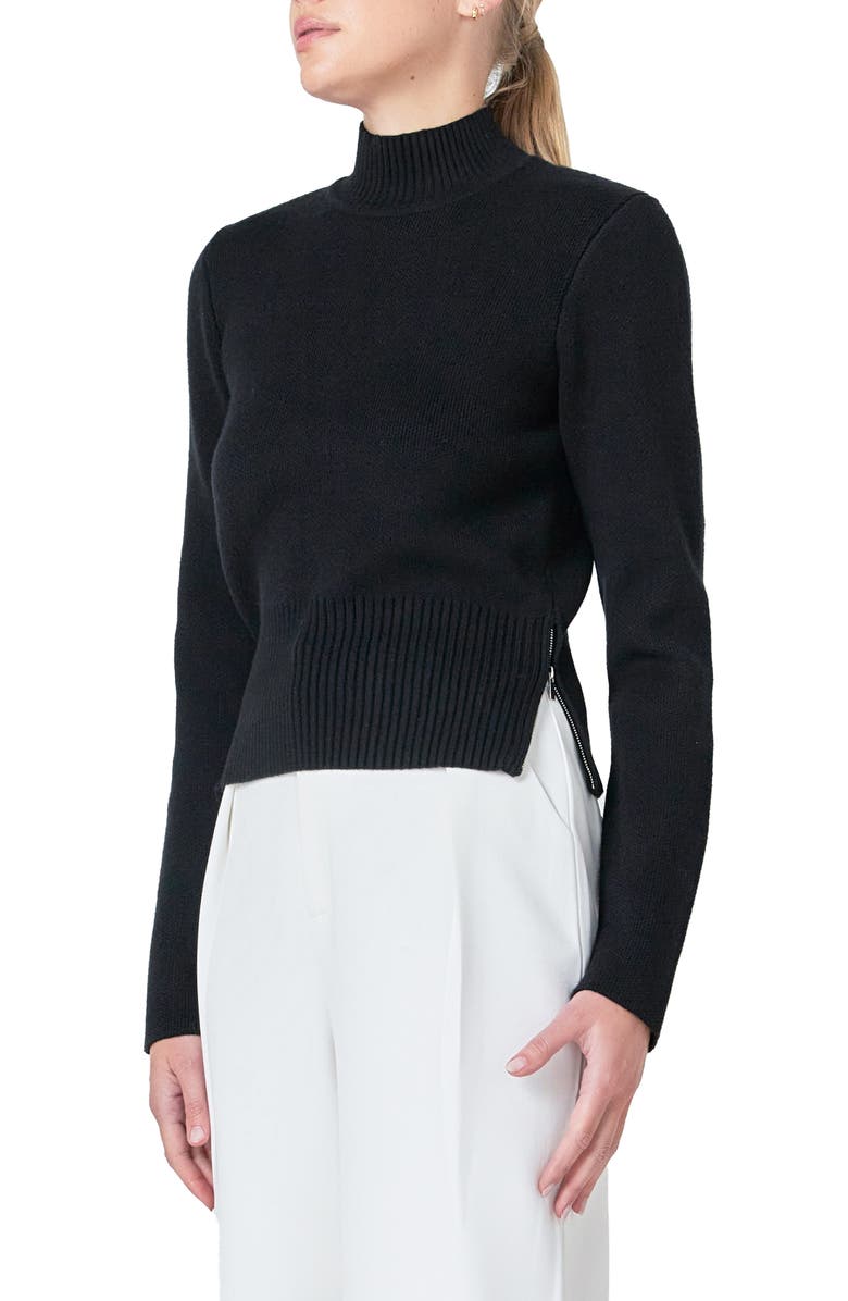 Endless Rose Zip Detail Sweater, Alternate, color, Black