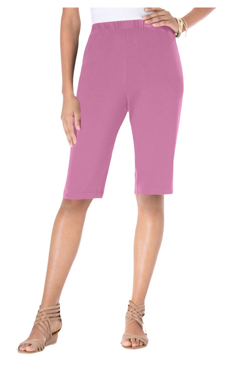 Plus Size Soft Knit Pull On Bermuda Short, Main, color, MAUVE ORCHID