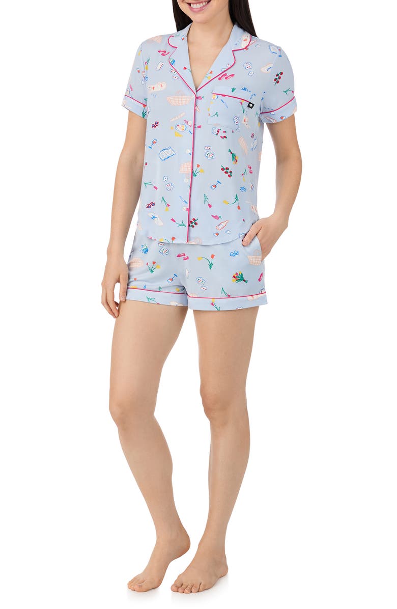 Kate Spade New York print short pajamas, Main, color, Blue Print