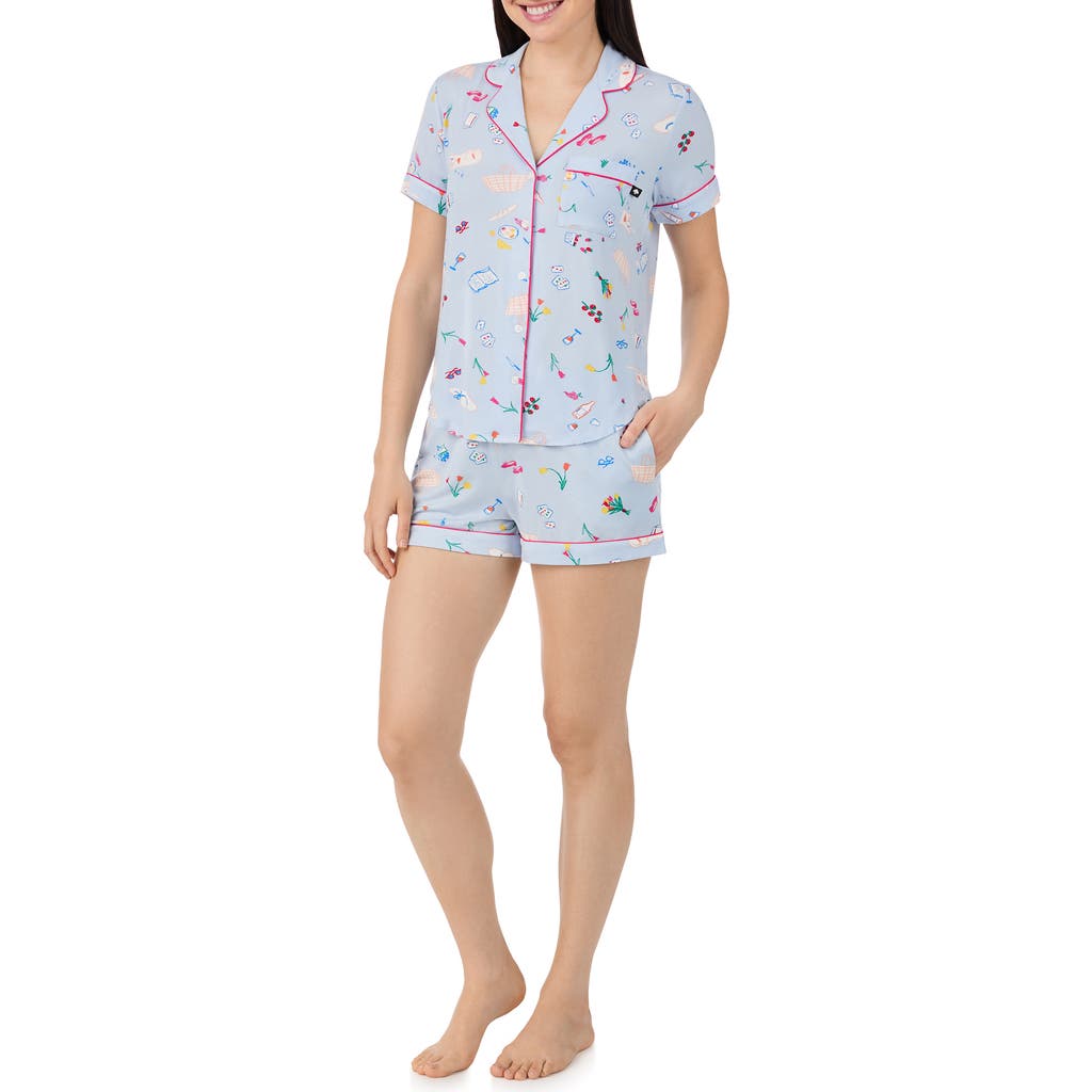Kate Spade New York Short Sleeve Boxer Pajama Set In Blue