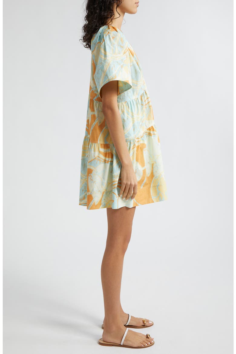 Camila Printed Tiered Cotton Minidress, Alternate, color, CUMIN/ SEA GLASS
