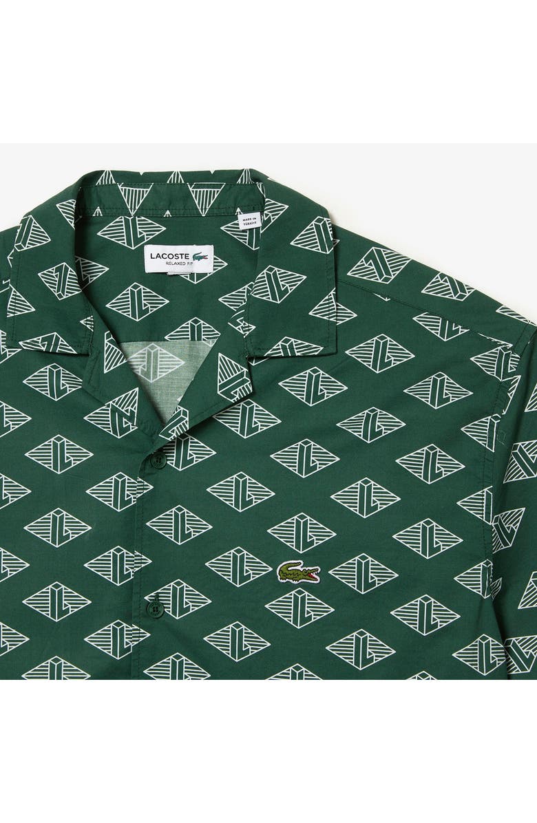 Lacoste Relaxed Fit Logo Print Short Sleeve Button-Up Camp Shirt, Alternate, color,