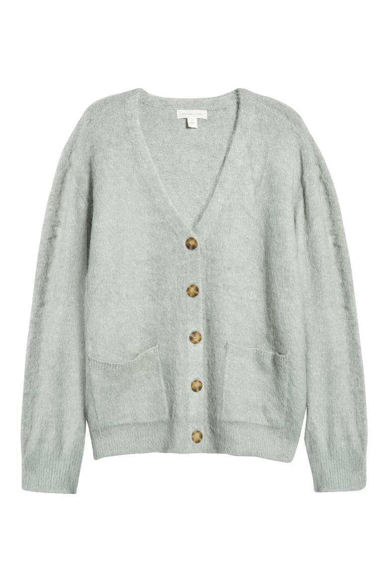 Fuzzy Oversize Cardigan, Alternate, color, GREEN SHORE