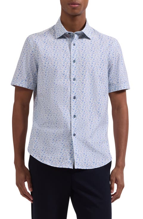 Miles OoohCotton® Guitar Print Short Sleeve Button-Up Shirt