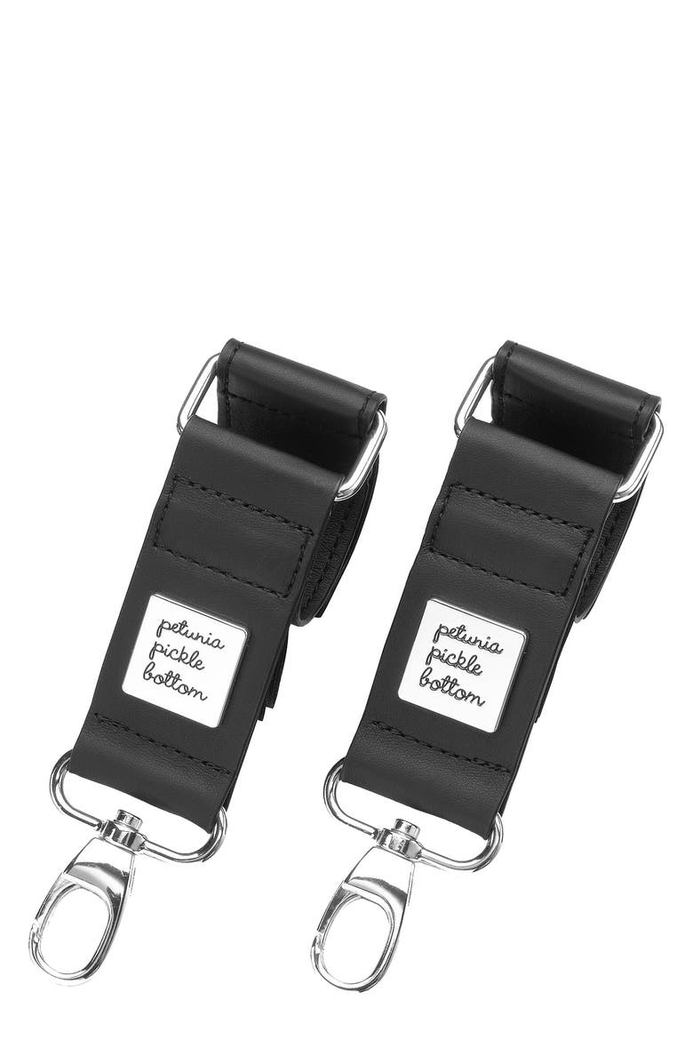 Faux Leather Valet Stroller Clips, Main, color, BLACK/SILVER