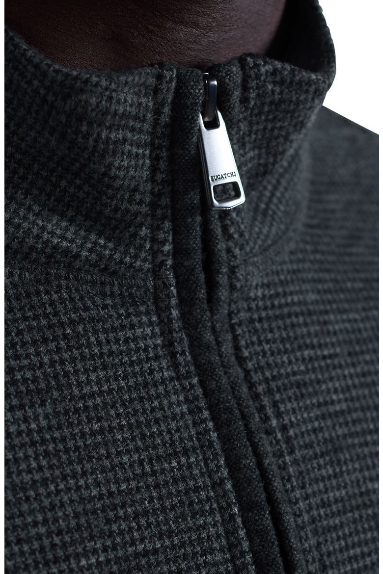 Houndstooth Patern Quarter Zip Top, Alternate, color, BLACK
