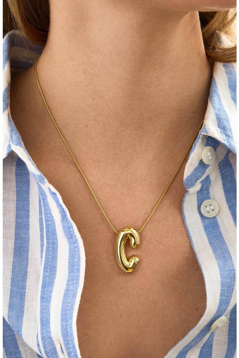Bubble Initial Pendant Necklace, Alternate, color, GOLD C