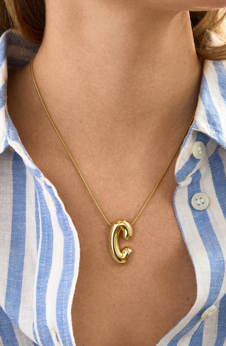 BaubleBar Bubble Initial Pendant Necklace, Alternate, color, Gold C