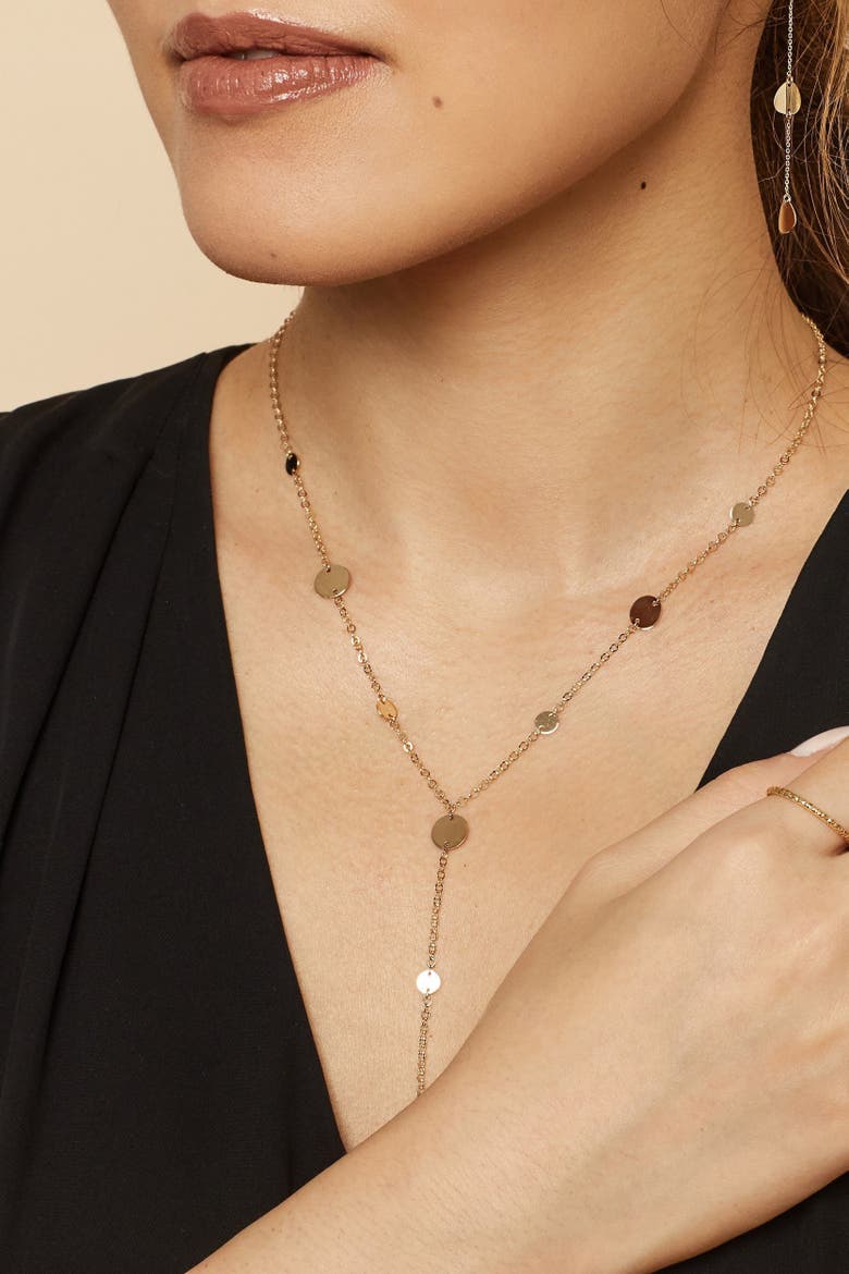 14K Yellow Gold Manhattan Lariat Station Necklace, Alternate, color, Yellow Gold