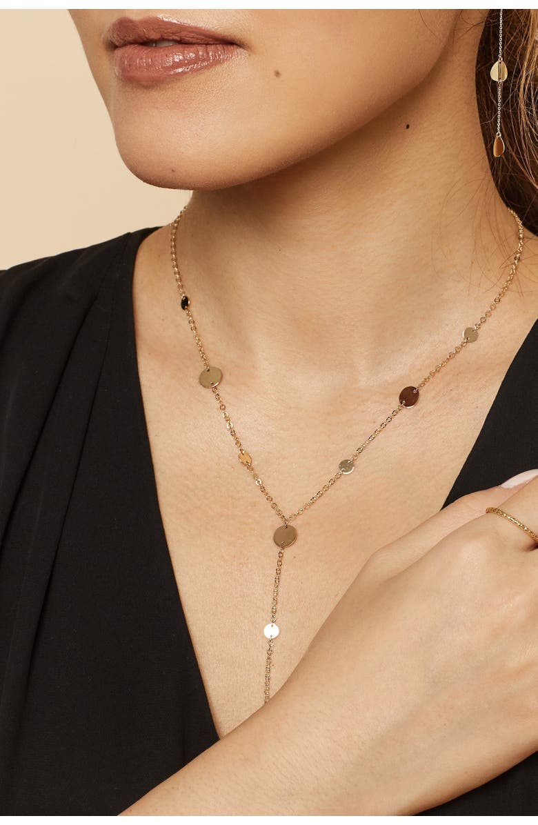 Oradina 14K Yellow Gold Manhattan Lariat Station Necklace, Alternate, color, Yellow Gold