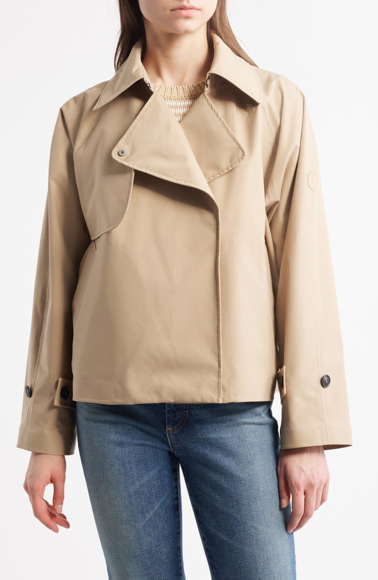 Save The Duck Greta Water Resistant Short Raincoat, Main, color, Stardust Beige